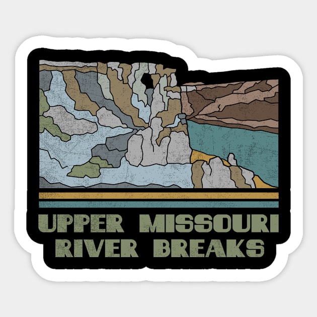 Upper Missouri River Breaks National Monument Nature Lover Vintage Retro Skyline Hiking Outdoor Travel Adventure Sticker by NickDezArts